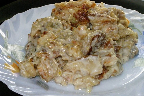 Свинина с грибами в сметане